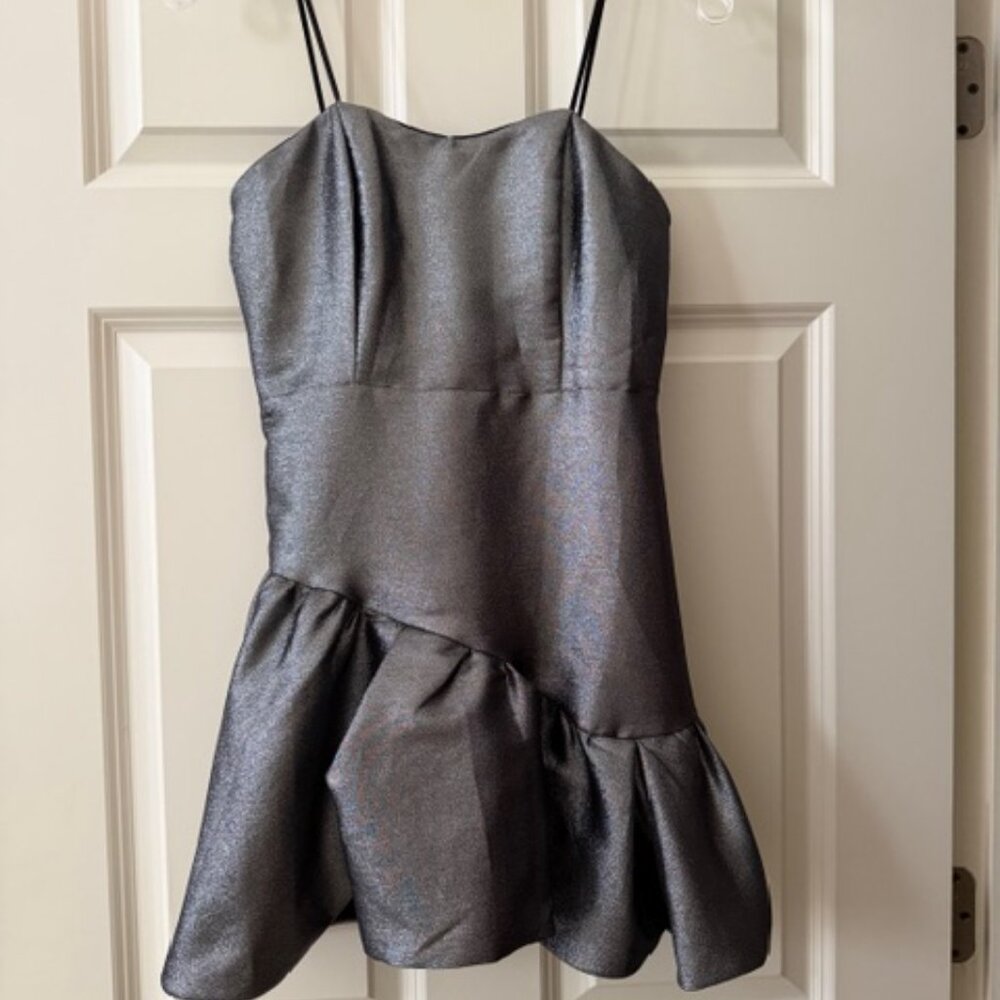 Chloe Dao Silver Metallic Strapless Short Dress size Small